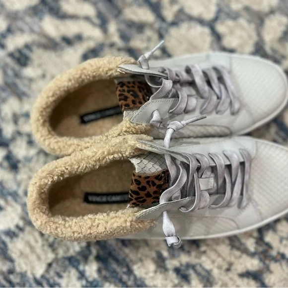 NEW Vince Camuto Madrista leather slip on sneakers with faux shearling. … - Picture 7 of 8